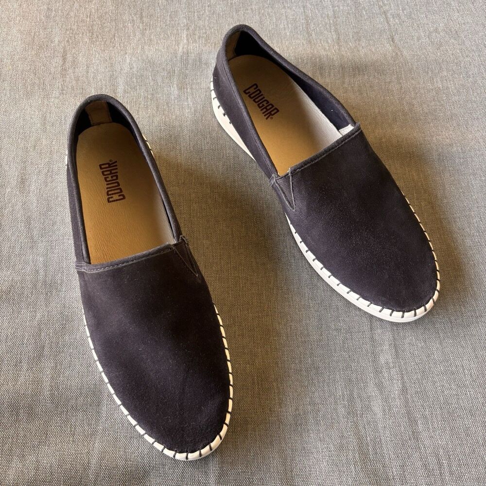 Cougar Chico Black Suede Slip On Loafer Shoes Comfort Size 9